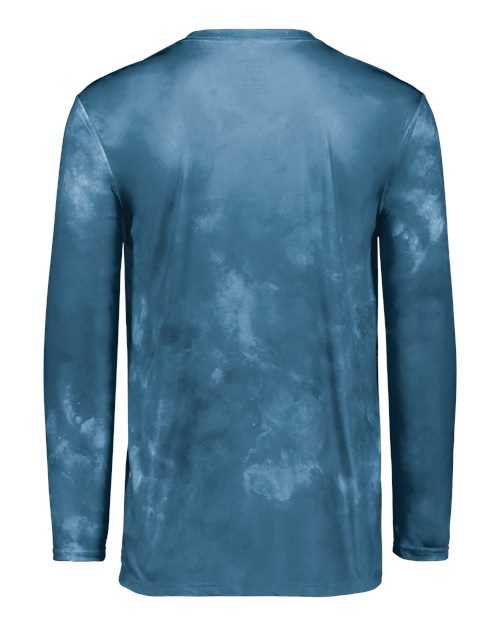 Holloway 222697 Youth Cotton-Touch Cloud Long Sleeve T-Shirt - Columbia Blue Cloud Print - HIT a Double
