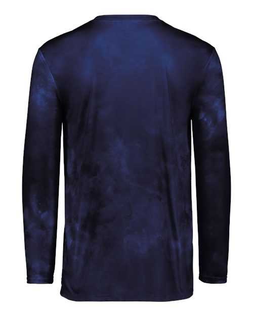 Holloway 222697 Youth Cotton-Touch Cloud Long Sleeve T-Shirt - Navy Cloud Print - HIT a Double