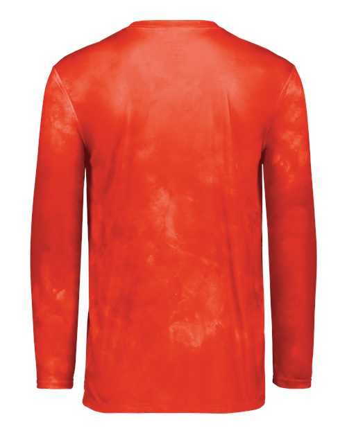 Holloway 222697 Youth Cotton-Touch Cloud Long Sleeve T-Shirt - Orange Cloud Print - HIT a Double