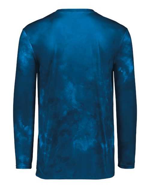 Holloway 222697 Youth Cotton-Touch Cloud Long Sleeve T-Shirt - Royal Cloud Print - HIT a Double