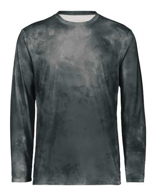Holloway 222697 Youth Cotton-Touch Cloud Long Sleeve T-Shirt - Storm Cloud Print - HIT a Double