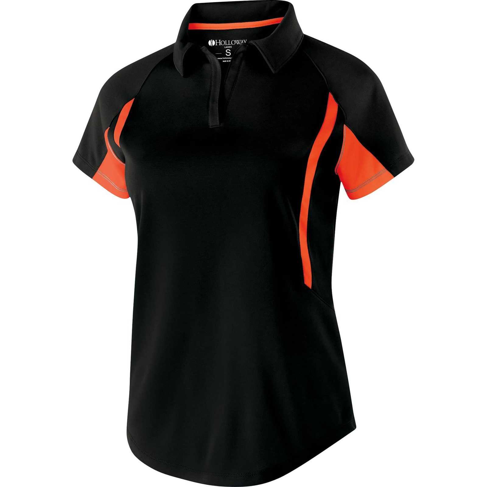 Holloway 222730 Ladies' Avenger Polo Short Sleeve - Black Orange - HIT a Double