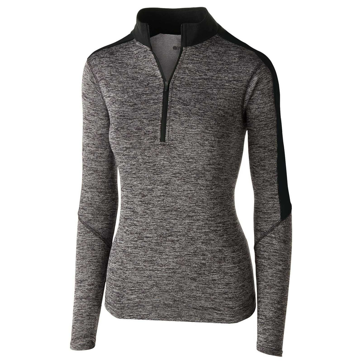 Holloway 222742 Ladies&#39; Electrify 1/2 Zip Pullover - Black Heather Black - HIT a Double