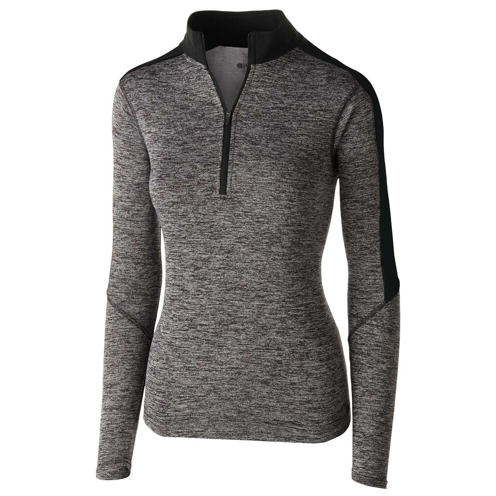 Holloway 222742 Ladies' Electrify 1/2 Zip Pullover - Black Heather Black - HIT a Double