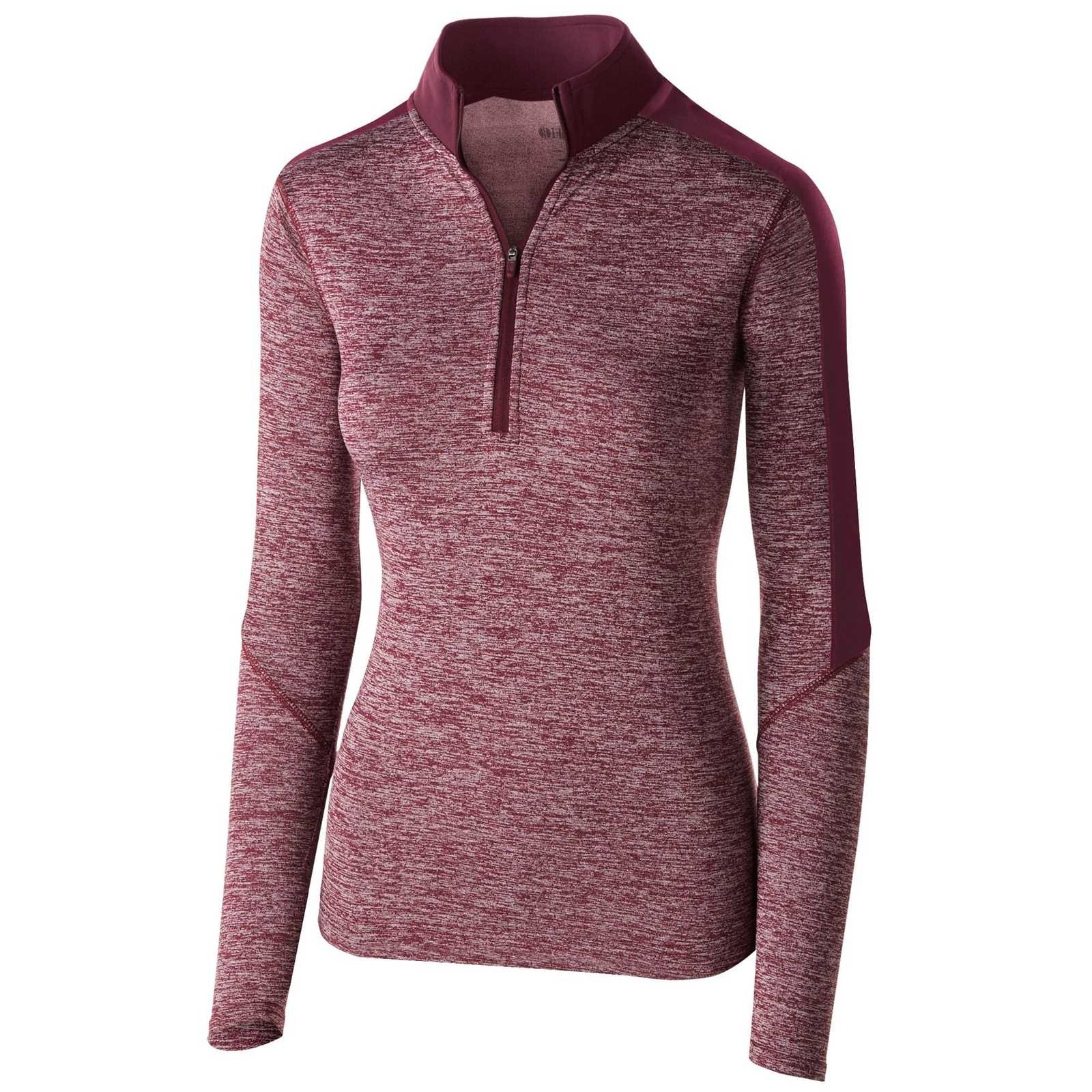Holloway 222742 Ladies' Electrify 1/2 Zip Pullover - Maroon Heather Maroon - HIT a Double