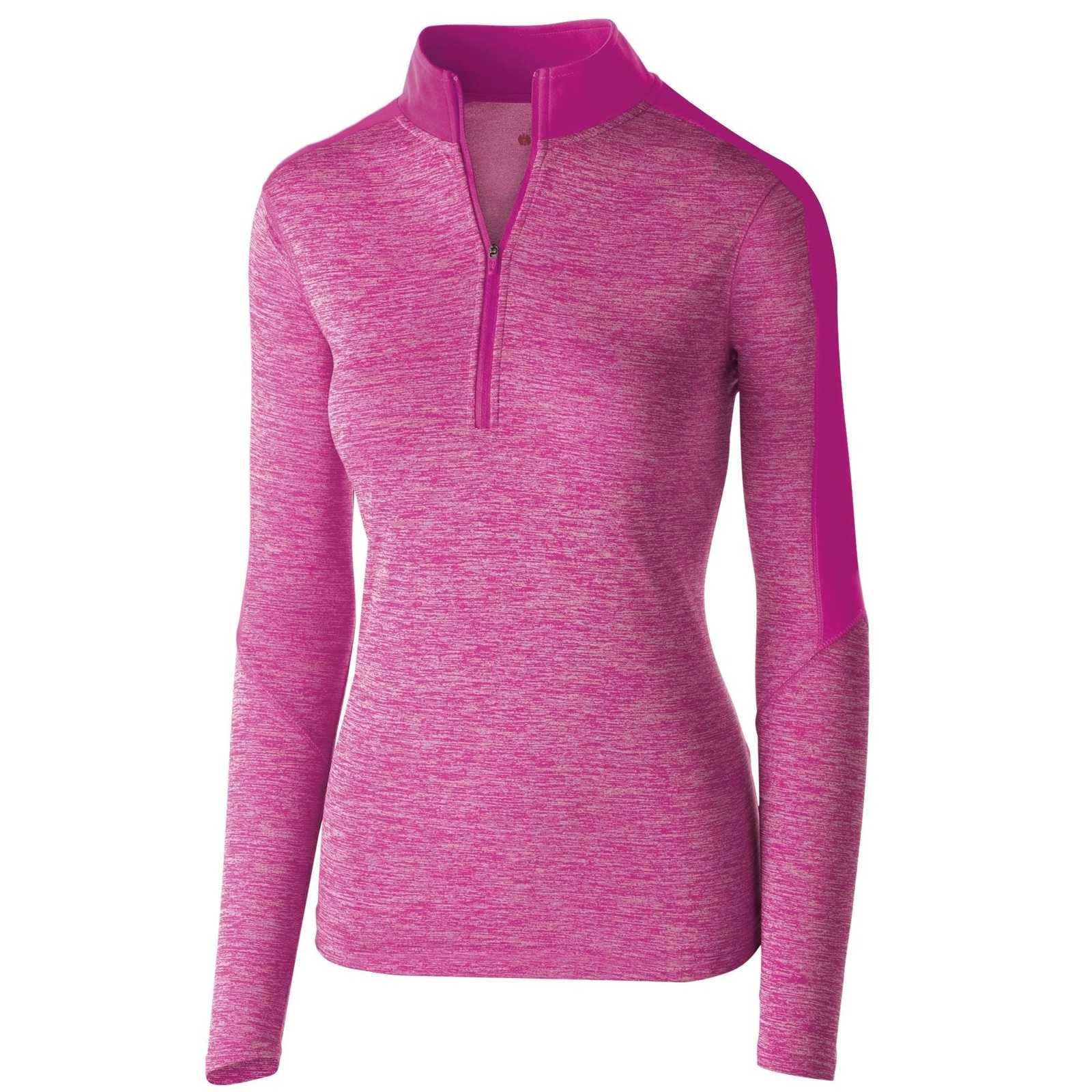 Holloway 222742 Ladies' Electrify 1/2 Zip Pullover - Power Pink Heather Power Pink - HIT a Double