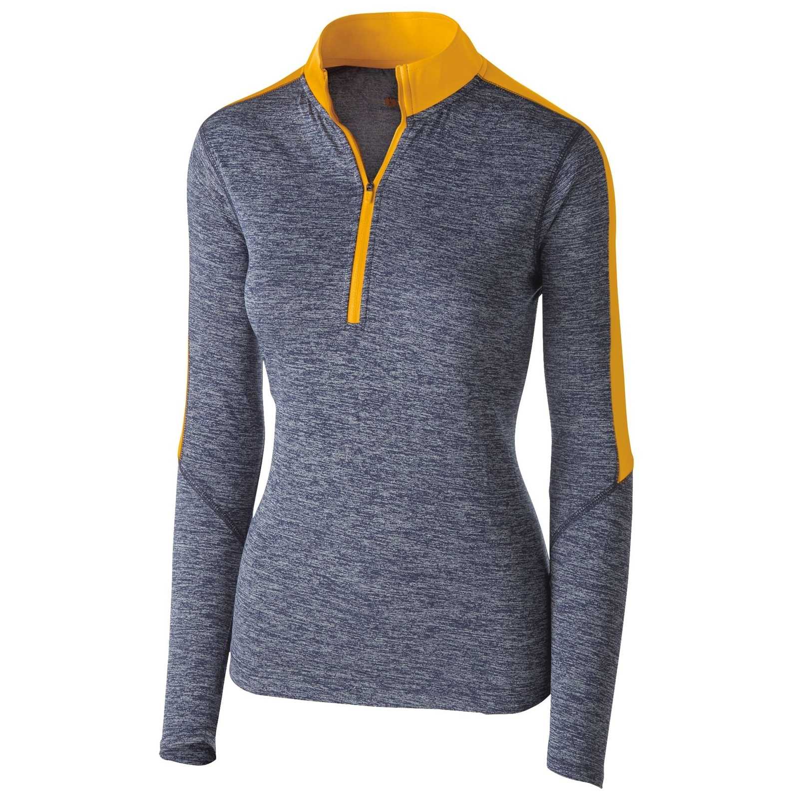 Holloway 222742 Ladies' Electrify 1/2 Zip Pullover - Navy Heather Light Gold - HIT a Double