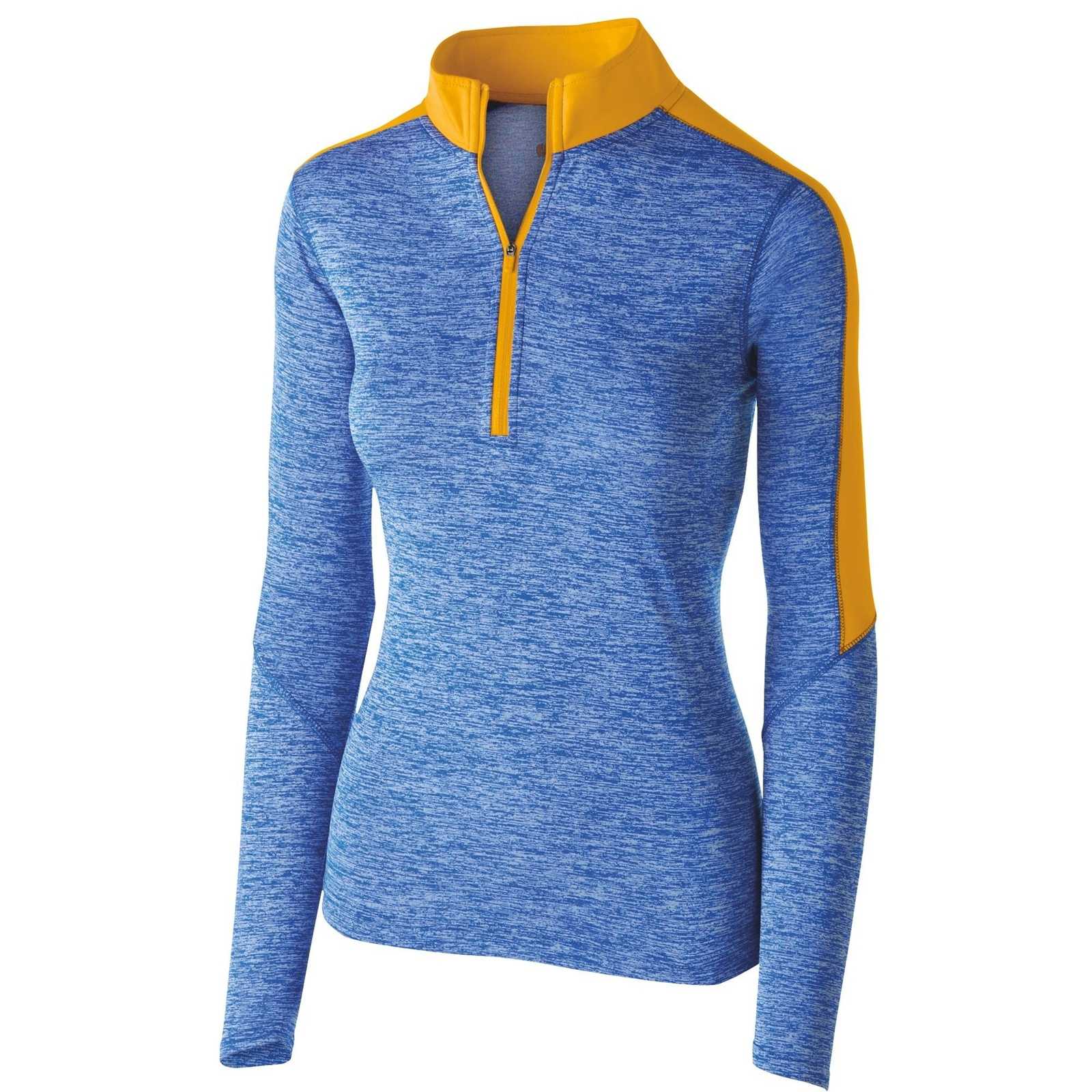 Holloway 222742 Ladies' Electrify 1/2 Zip Pullover - Royal Heather Light Gold - HIT a Double
