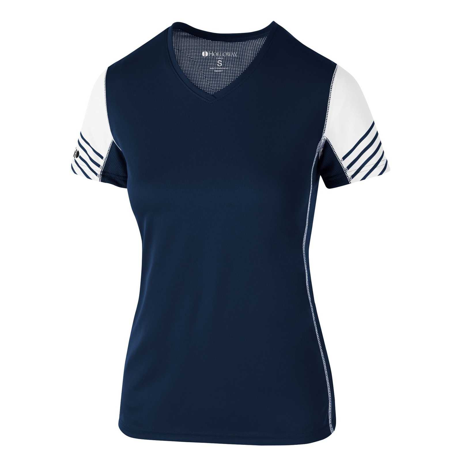 Holloway 222744 Ladies' Arc Shirt Short Sleeve - Navy White - HIT a Double