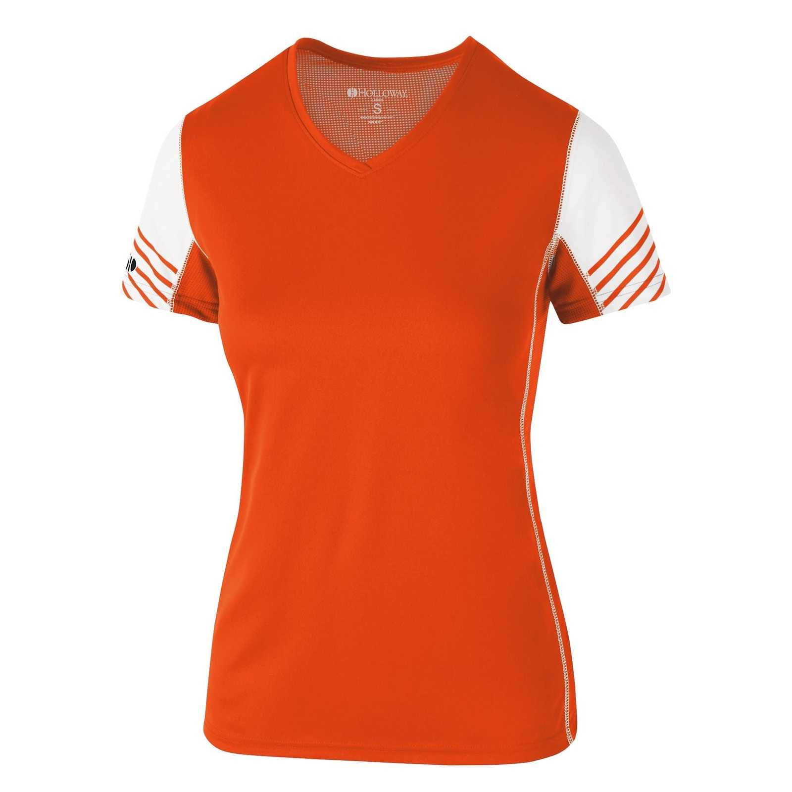 Holloway 222744 Ladies' Arc Shirt Short Sleeve - Orange White - HIT a Double