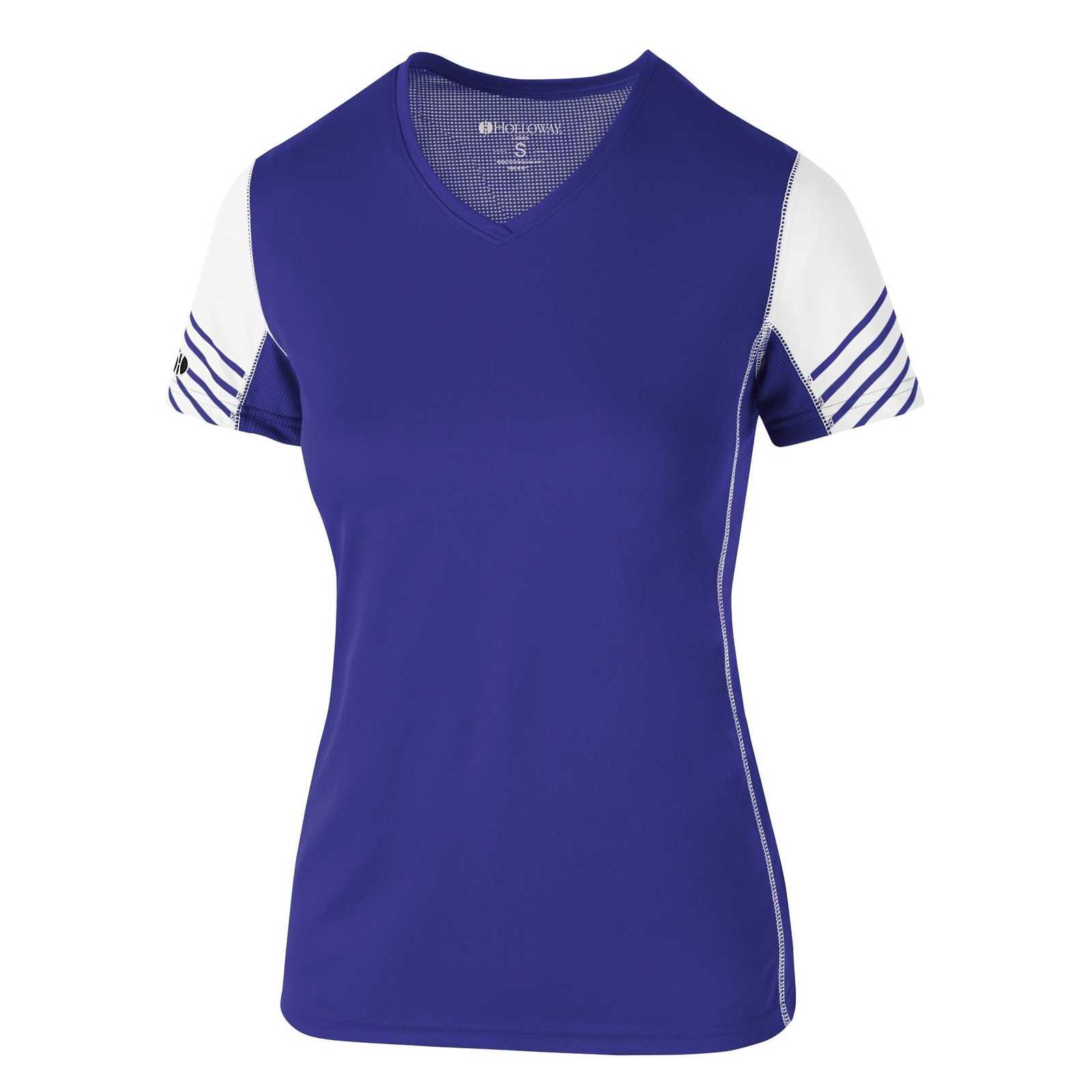 Holloway 222744 Ladies' Arc Shirt Short Sleeve - Purple White - HIT a Double