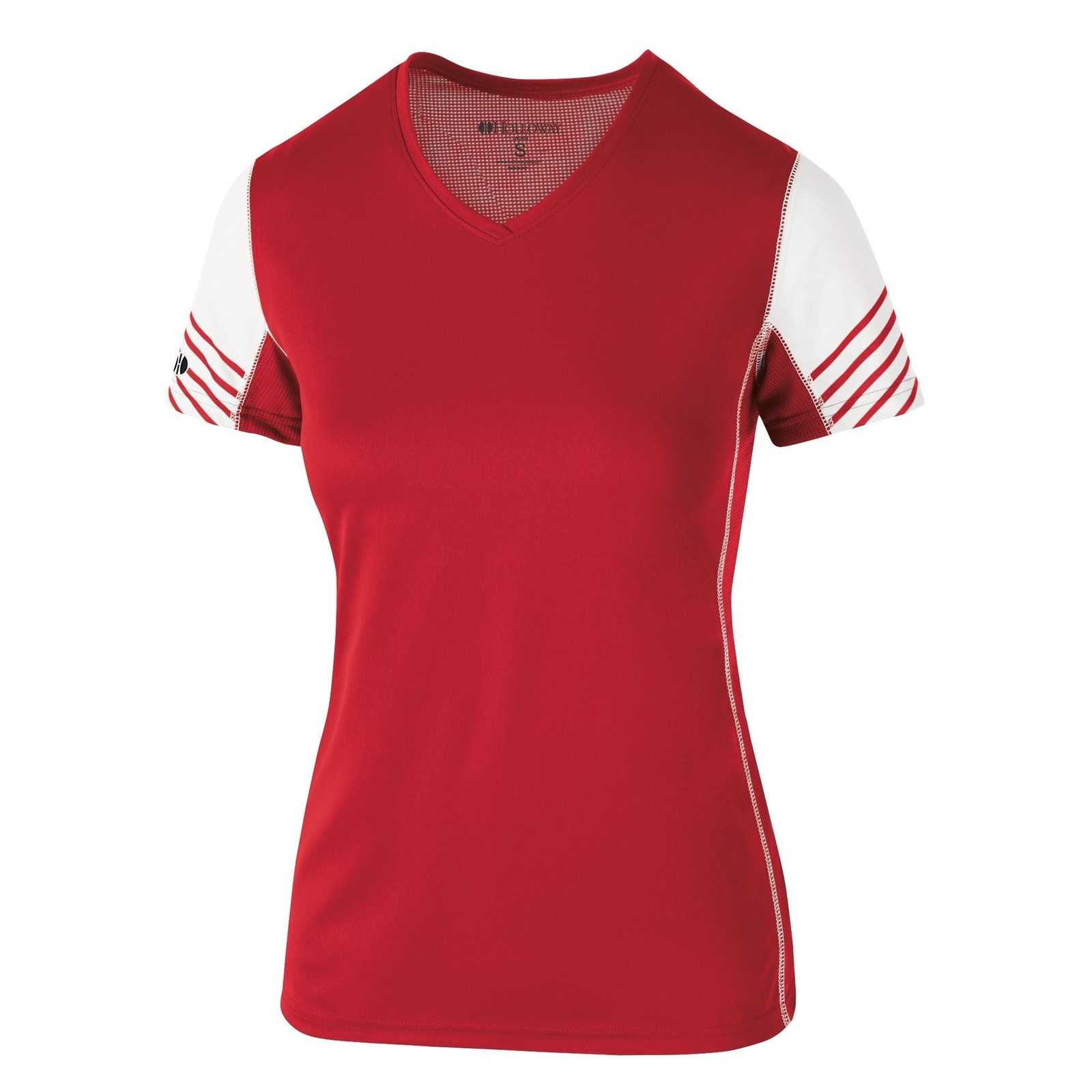 Holloway 222744 Ladies' Arc Shirt Short Sleeve - Scarlet White - HIT a Double