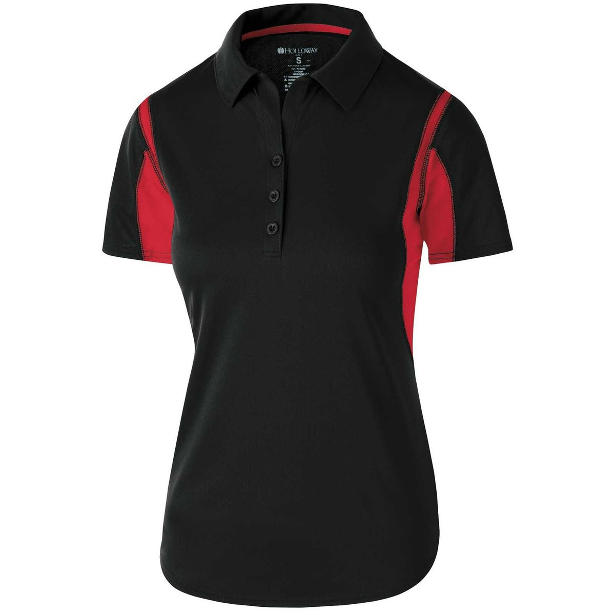 Holloway 222747 Ladies&#39; Integrate Polo - Black Scarlet - HIT a Double