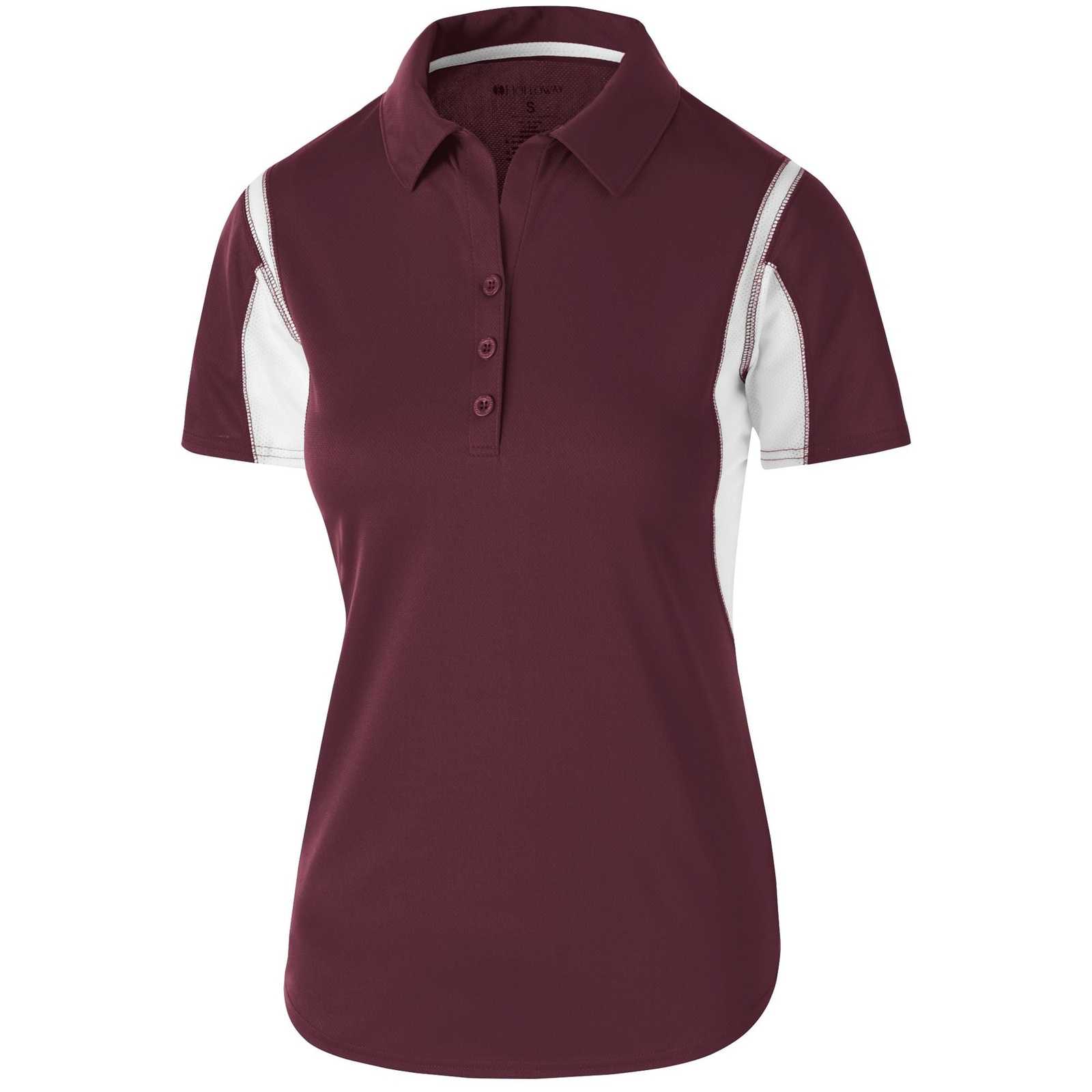 Holloway 222747 Ladies' Integrate Polo - Maroon White - HIT a Double