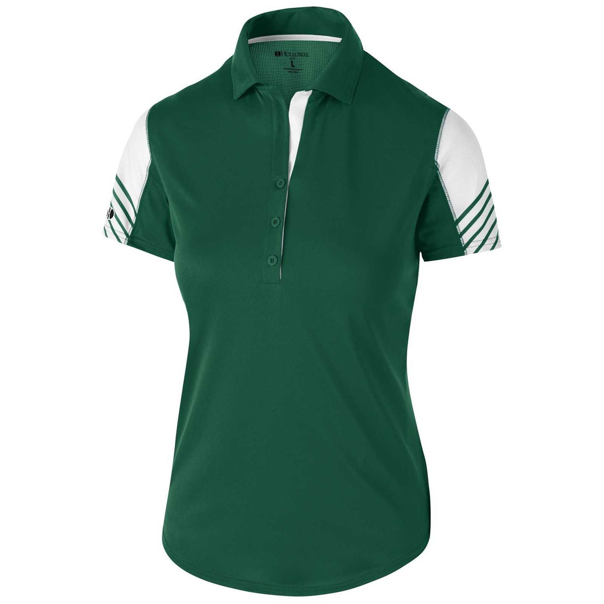 Holloway 222748 Ladies&#39; Arc Polo - Forest White - HIT a Double