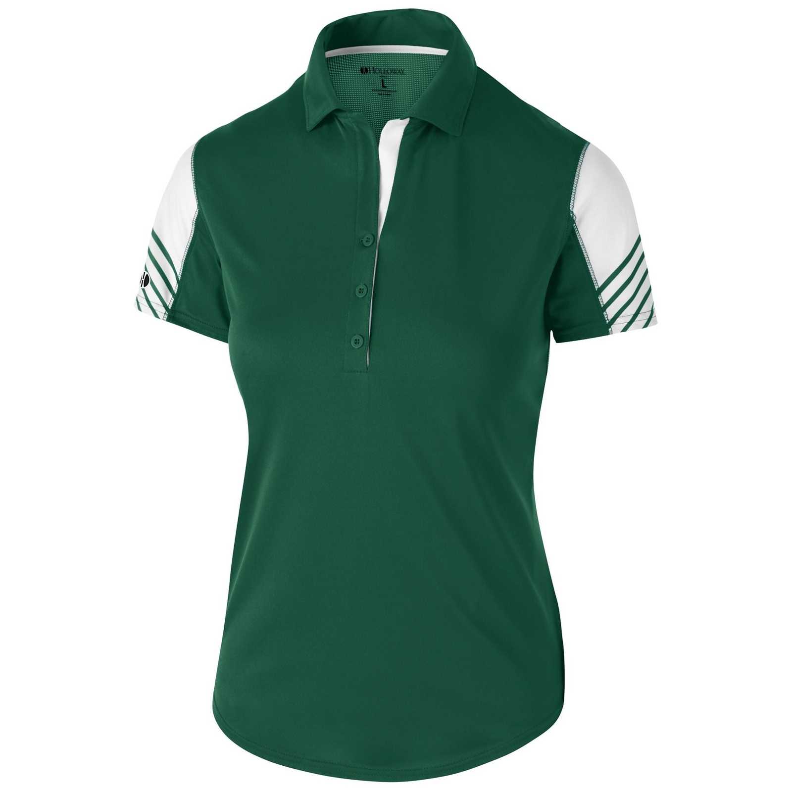 Holloway 222748 Ladies' Arc Polo - Forest White - HIT a Double