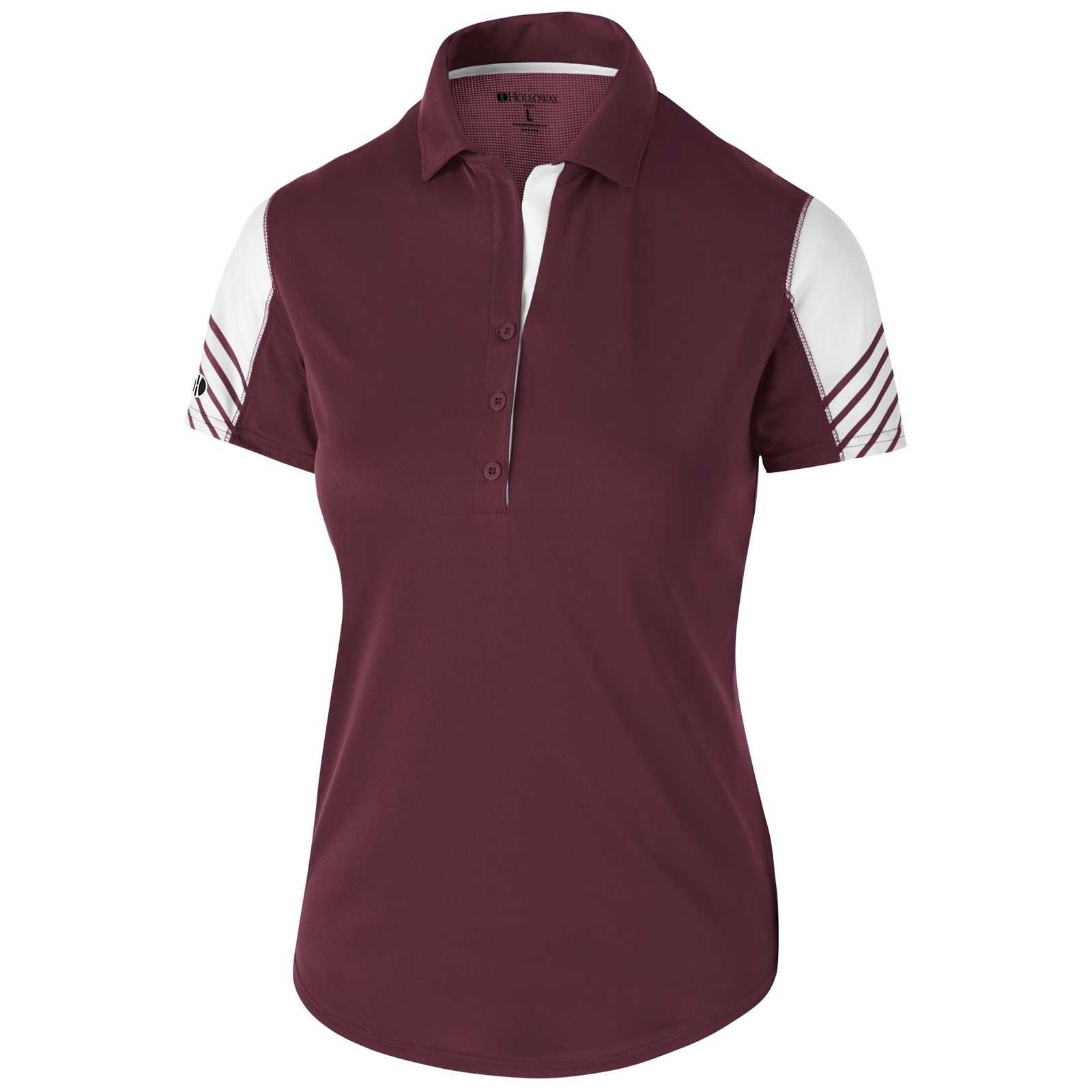 Holloway 222748 Ladies' Arc Polo - Maroon White - HIT a Double