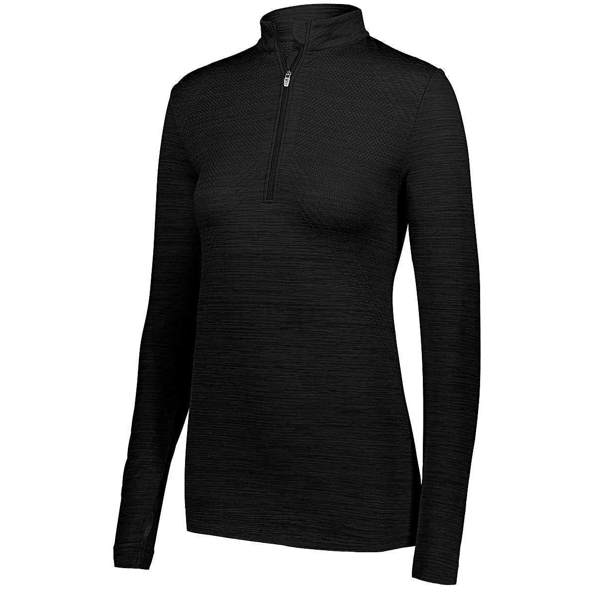Holloway 222757 Ladies Striated 1/2 Zip Pullover - Black - HIT a Double