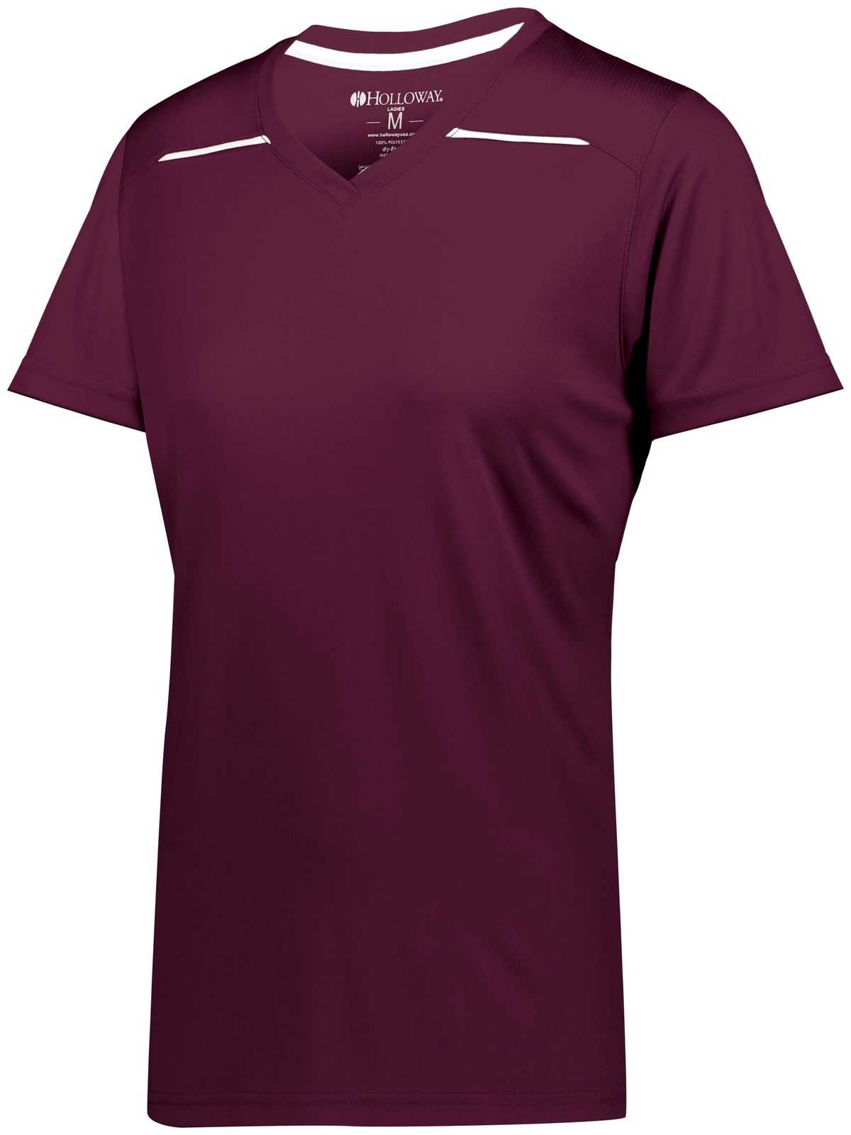 Holloway 222760 Ladies Defer Wicking Shirt - Maroon White - HIT a Double