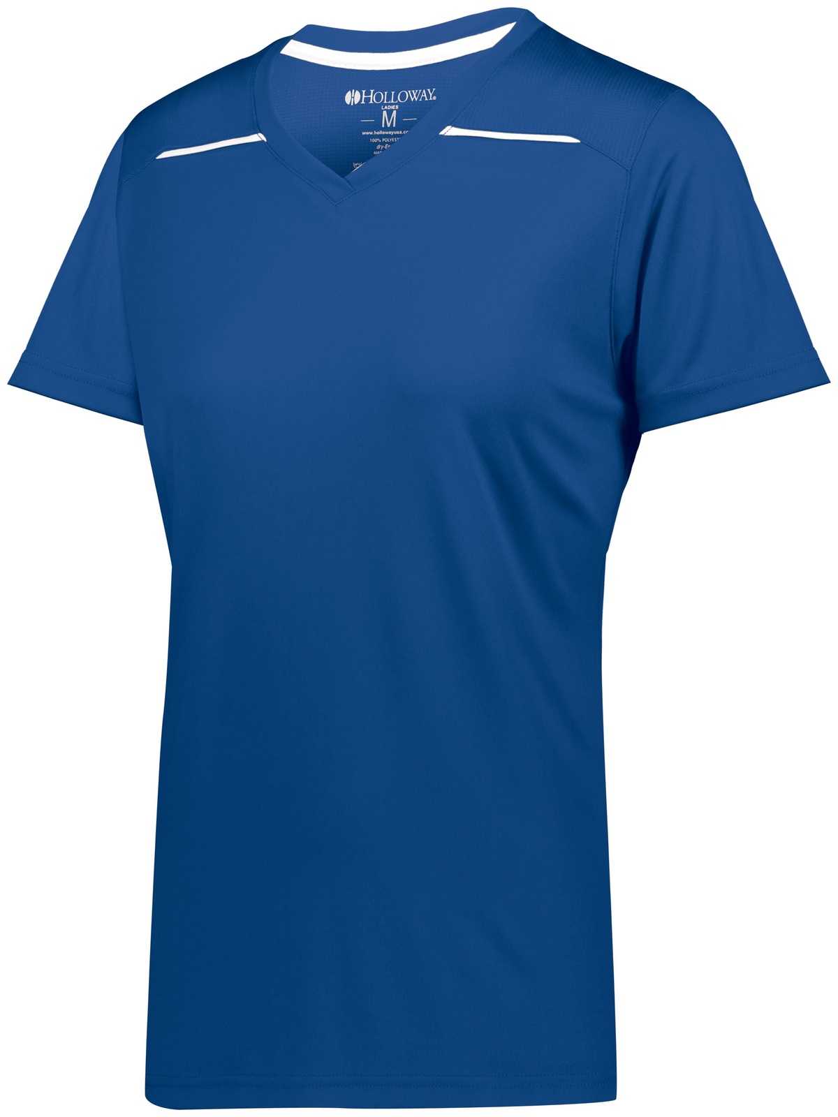 Holloway 222760 Ladies Defer Wicking Shirt - Royal White - HIT a Double