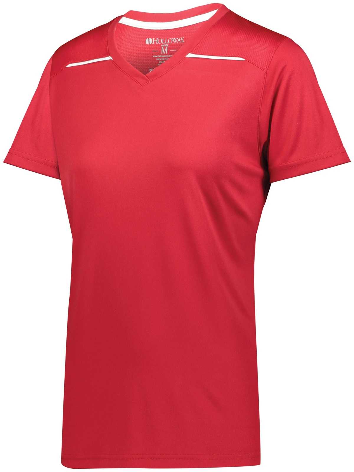 Holloway 222760 Ladies Defer Wicking Shirt - Scarlet White - HIT a Double