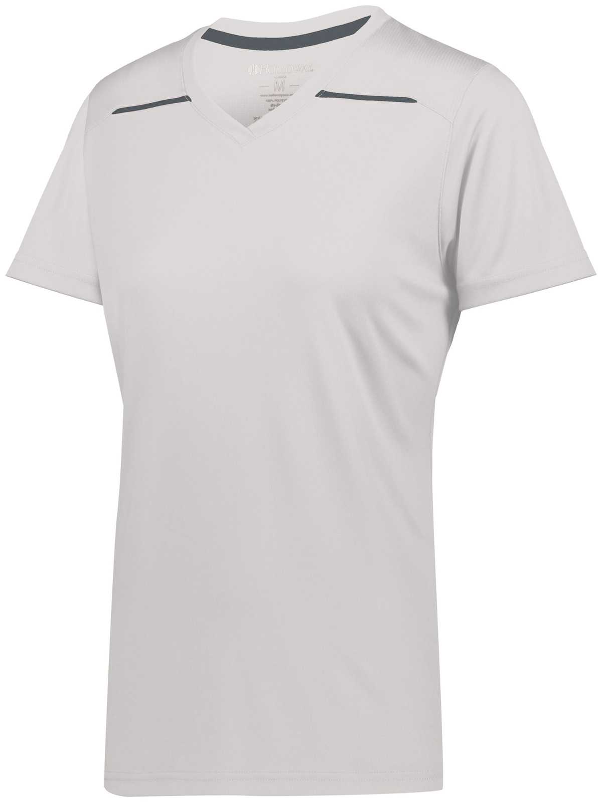 Holloway 222760 Ladies Defer Wicking Shirt - White Graphite - HIT a Double