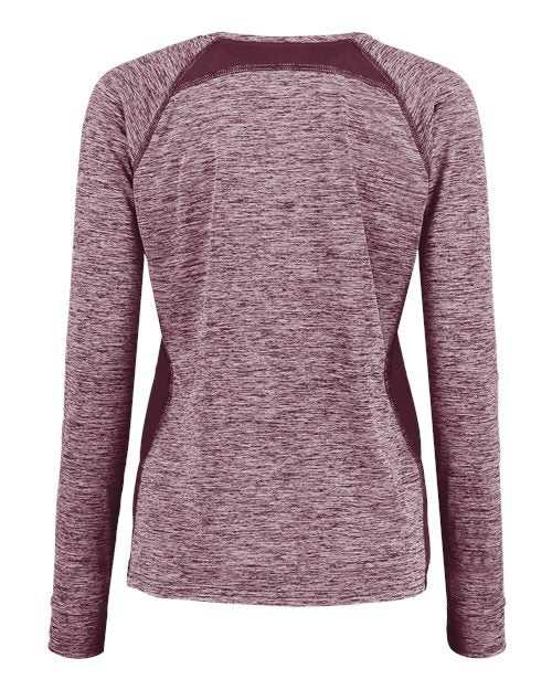 Holloway 222770 Women's Electrify CoolCore Long Sleeve V-Neck T-Shirt - Maroon Heather - HIT a Double