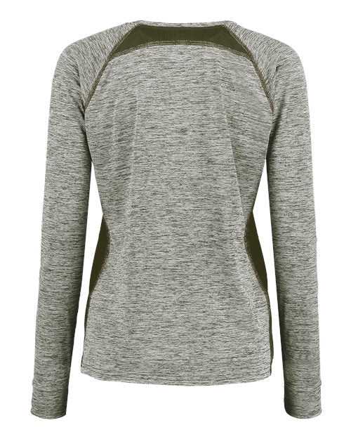 Holloway 222770 Women&#39;s Electrify CoolCore Long Sleeve V-Neck T-Shirt - Olive Heather - HIT a Double