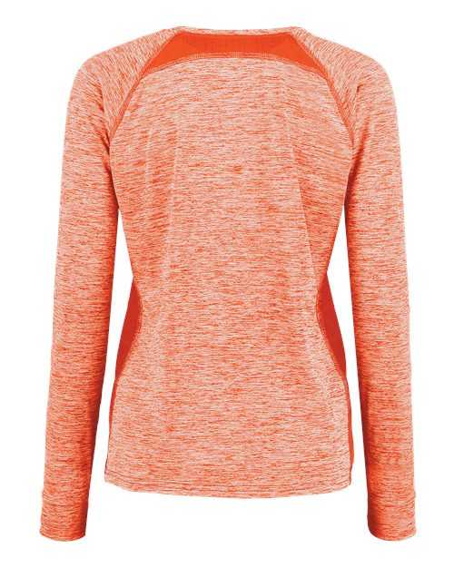 Holloway 222770 Women&#39;s Electrify CoolCore Long Sleeve V-Neck T-Shirt - Orange Heather - HIT a Double