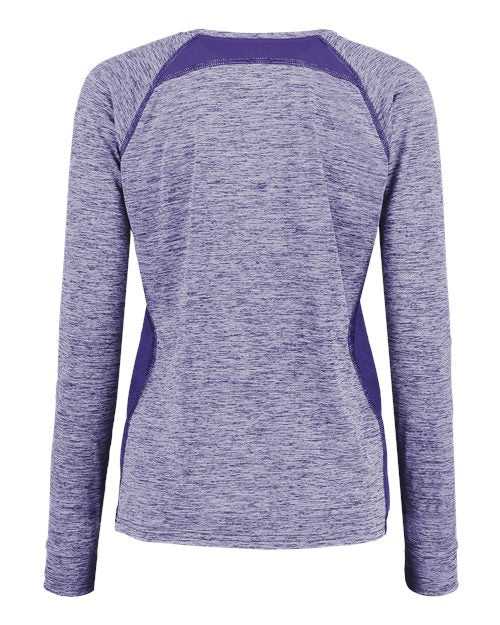 Holloway 222770 Women&#39;s Electrify CoolCore Long Sleeve V-Neck T-Shirt - Purple Heather - HIT a Double