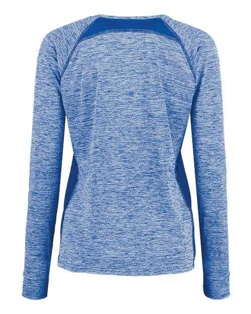 Holloway 222770 Women&#39;s Electrify CoolCore Long Sleeve V-Neck T-Shirt - Royal Heather - HIT a Double
