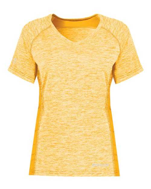 Holloway 222771 Women's Electrify CoolCore V-Neck T-Shirt - Gold Heather - HIT a Double