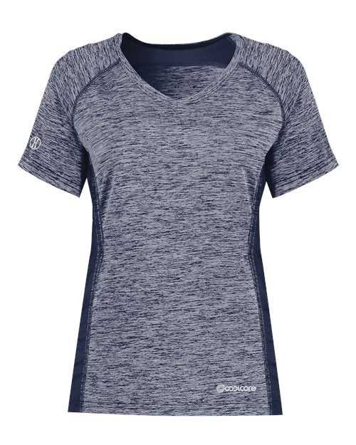 Holloway 222771 Women&#39;s Electrify CoolCore V-Neck T-Shirt - Navy Heather - HIT a Double