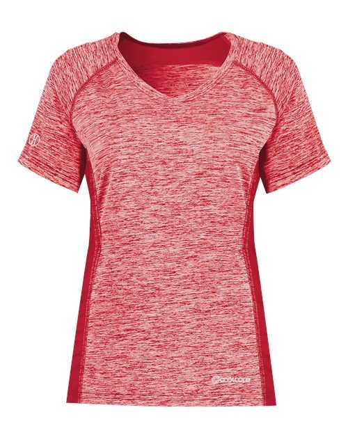 Holloway 222771 Women&#39;s Electrify CoolCore V-Neck T-Shirt - Scarlet Heather - HIT a Double