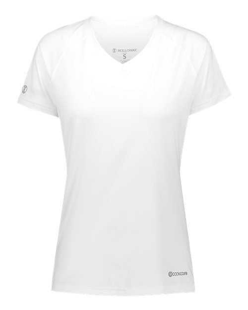 Holloway 222771 Women&#39;s Electrify CoolCore V-Neck T-Shirt - White - HIT a Double