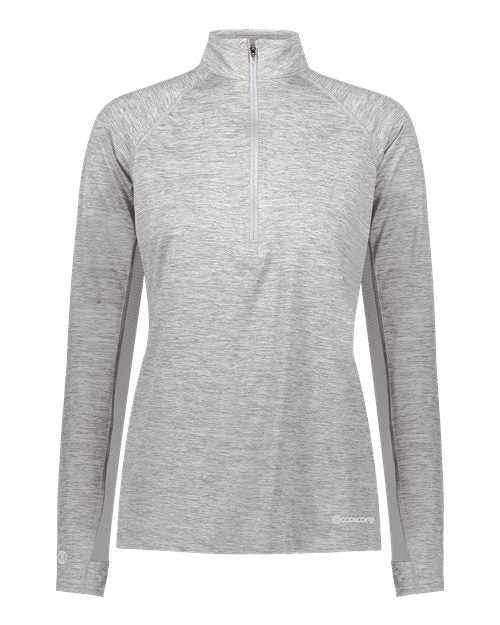 Holloway 222774 Women&#39;s Electrify CoolCore Quarter-Zip Pullover - Athletic Gray Heather - HIT a Double