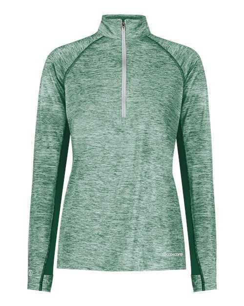 Holloway 222774 Women's Electrify CoolCore Quarter-Zip Pullover - Dark Green Heather - HIT a Double