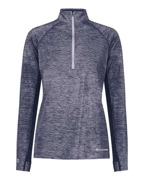 Holloway 222774 Women's Electrify CoolCore Quarter-Zip Pullover - Navy Heather - HIT a Double