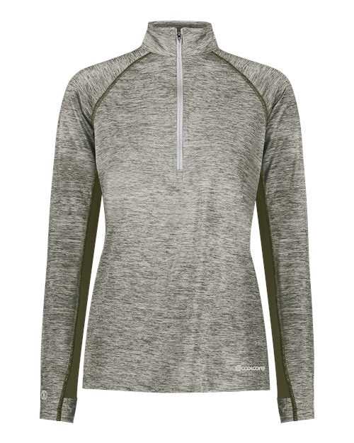 Holloway 222774 Women&#39;s Electrify CoolCore Quarter-Zip Pullover - Olive Heather - HIT a Double