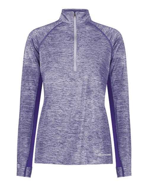 Holloway 222774 Women&#39;s Electrify CoolCore Quarter-Zip Pullover - Purple Heather - HIT a Double