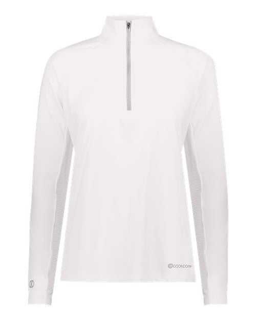 Holloway 222774 Women&#39;s Electrify CoolCore Quarter-Zip Pullover - White - HIT a Double