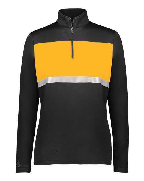 Holloway 222791 Women&#39;s Prism Bold Quarter-Zip Pullover - Black Gold - HIT a Double