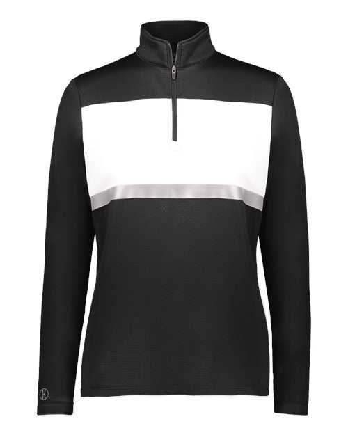 Holloway 222791 Women's Prism Bold Quarter-Zip Pullover - Black White - HIT a Double