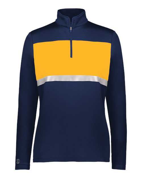 Holloway 222791 Women&#39;s Prism Bold Quarter-Zip Pullover - Navy Gold - HIT a Double