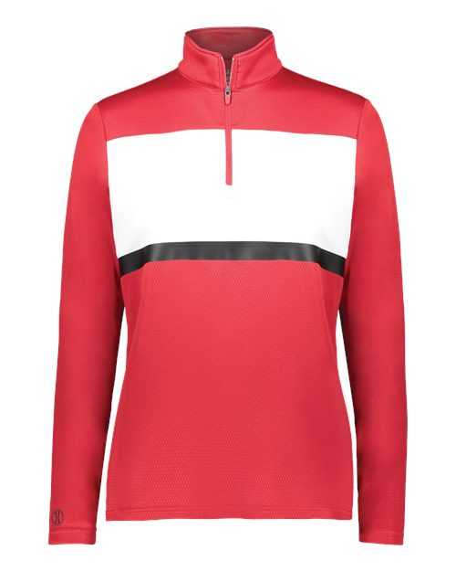 Holloway 222791 Women's Prism Bold Quarter-Zip Pullover - Scarlet White - HIT a Double