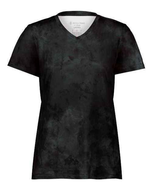 Holloway 222796 Women&#39;s Cotton-Touch Cloud V-Neck T-Shirt - Black Cloud Print - HIT a Double