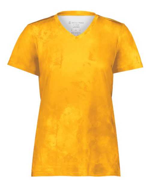 Holloway 222796 Women&#39;s Cotton-Touch Cloud V-Neck T-Shirt - Gold Cloud Print - HIT a Double