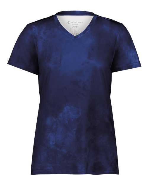 Holloway 222796 Women's Cotton-Touch Cloud V-Neck T-Shirt - Navy Cloud Print - HIT a Double