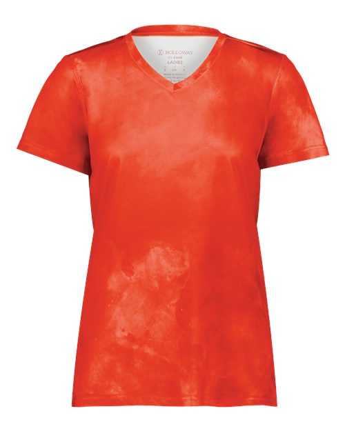 Holloway 222796 Women's Cotton-Touch Cloud V-Neck T-Shirt - Orange Cloud Print - HIT a Double