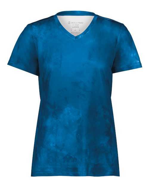 Holloway 222796 Women&#39;s Cotton-Touch Cloud V-Neck T-Shirt - Royal Cloud Print - HIT a Double